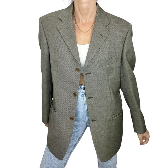 Vintage Oscar de la Renta wool silk preppy academia blazer jacket 38R - Picture 1 of 12